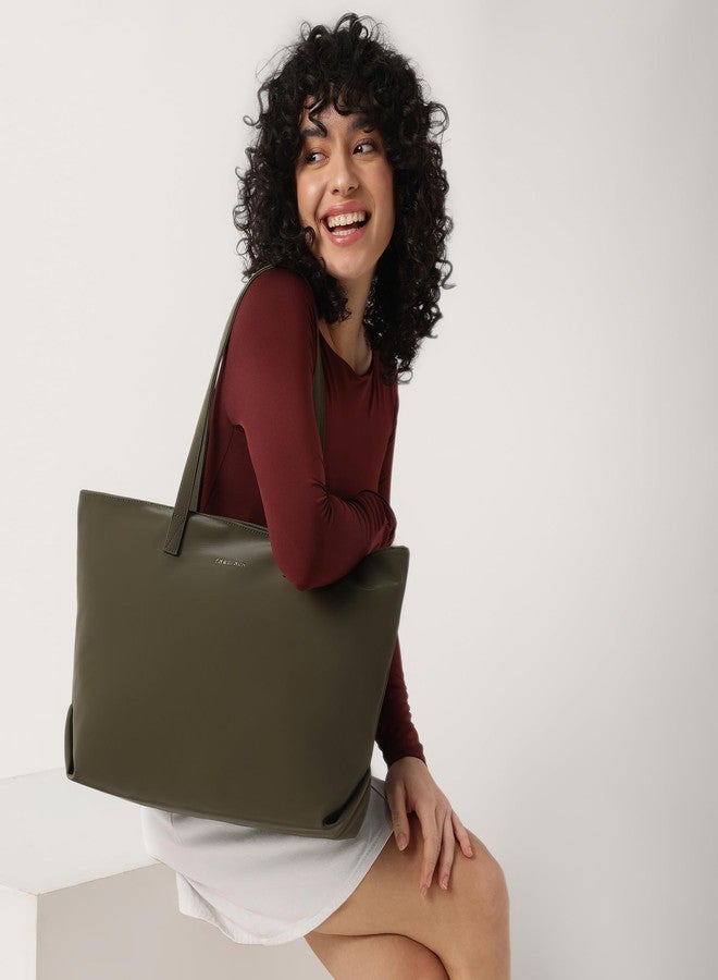 Fastrack Casual Tote Bag For Girls, Large Size With A Zipper Closure And Padded Laptop Compartment, Compatible With Laptops Up To 14 Inches, Double Handle Bag, Grey - Image 2